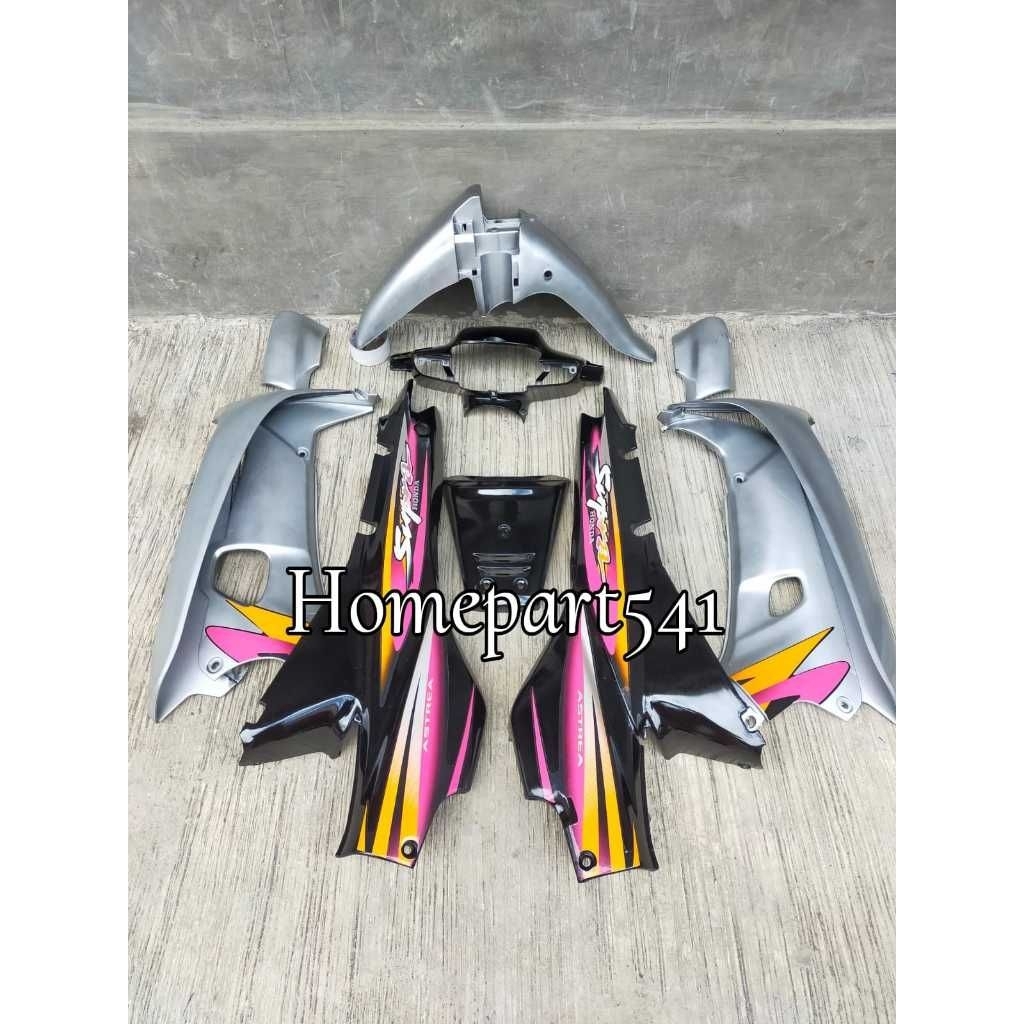 cover body halus Supra x lama fullset silver hitam body halus Supra x lama