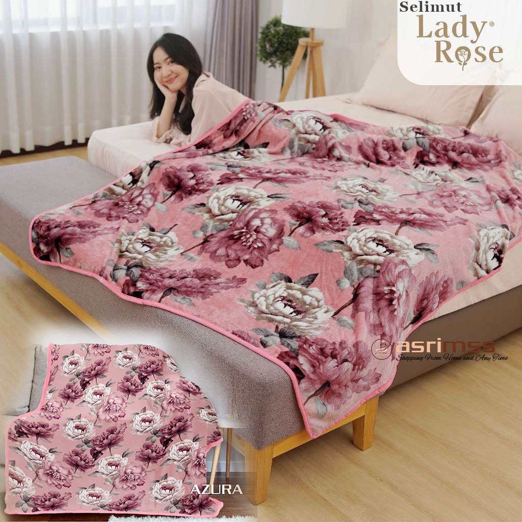 Selimut Lady Rose 160x200 Bulu Super Lembut - Selimut Dewasa Motif Bunga Pink AZURA
