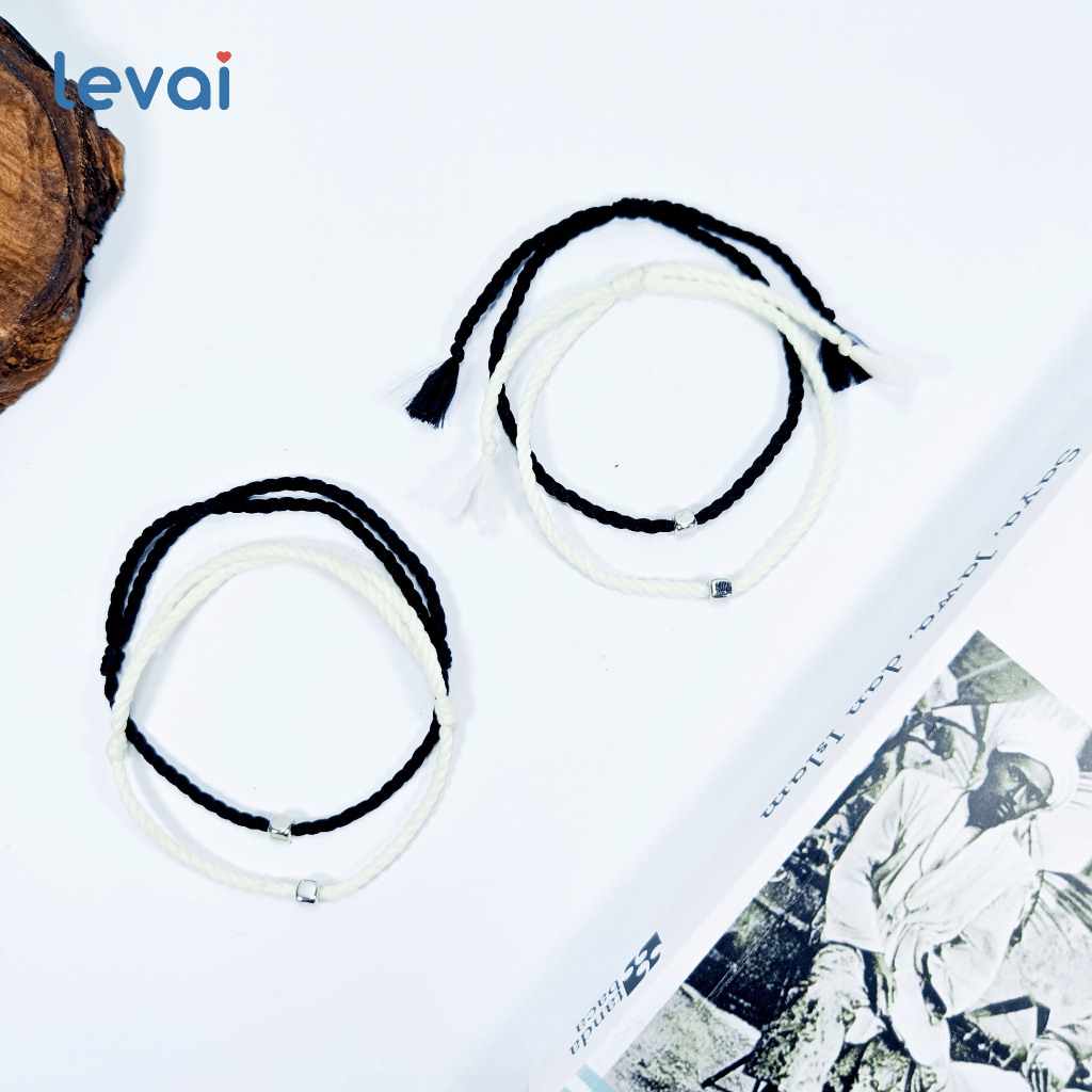 Couple bracelet / gelang tangan aesthetic keren tali hitam item & putih polos couple couplean cople 