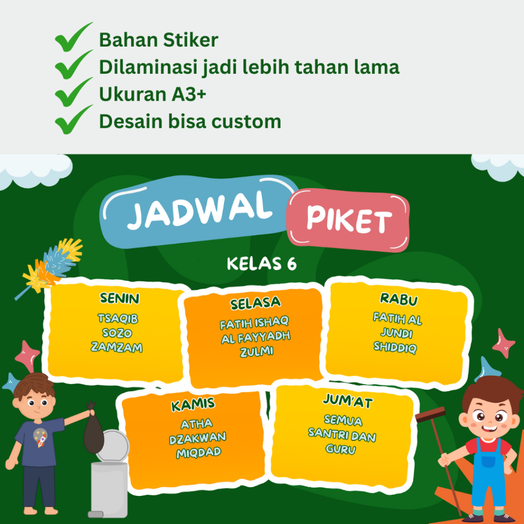 

Stiker Jadwal Piket Sekolah