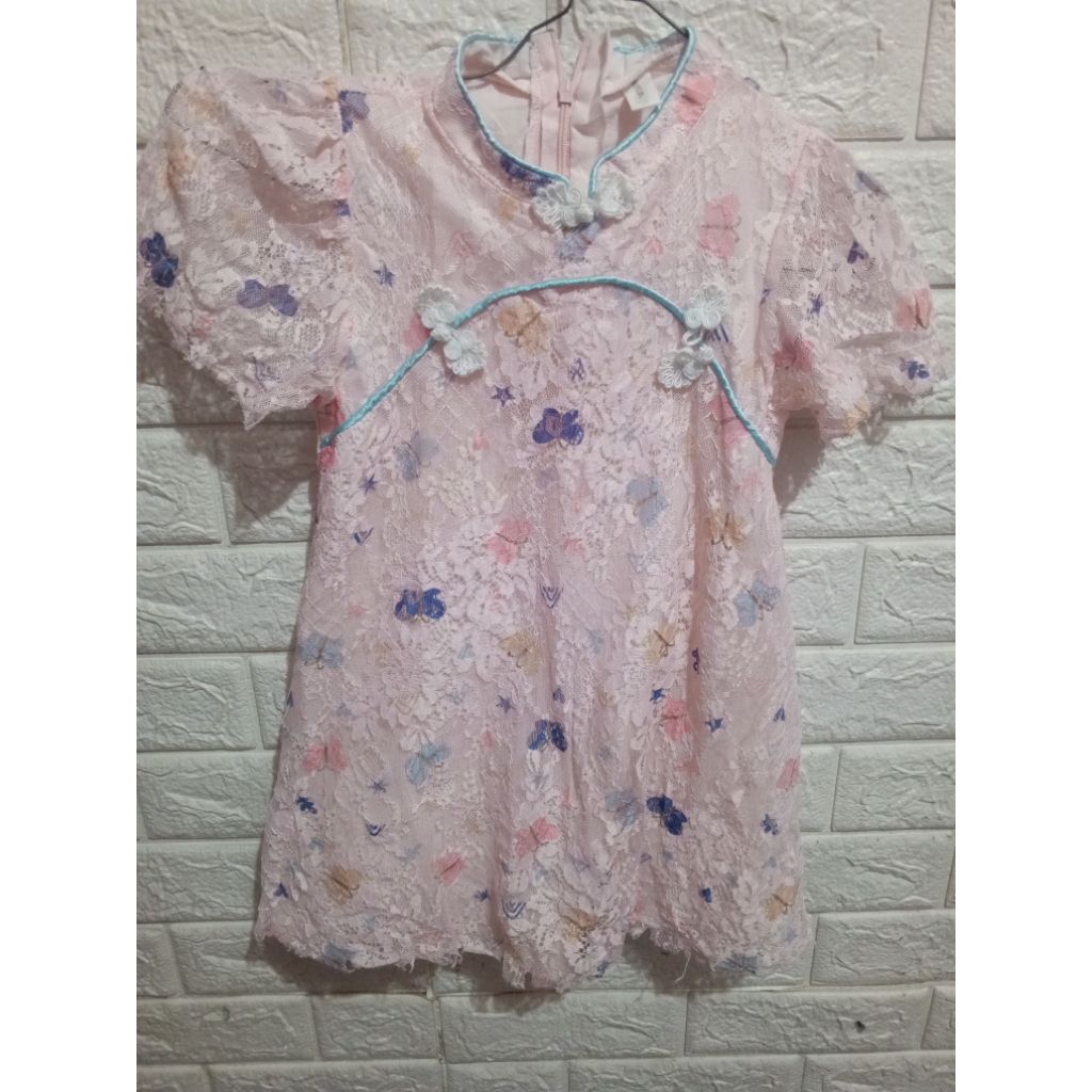 Preloved Baju Brukat Pesta Anak Pink 2-4 Tahun