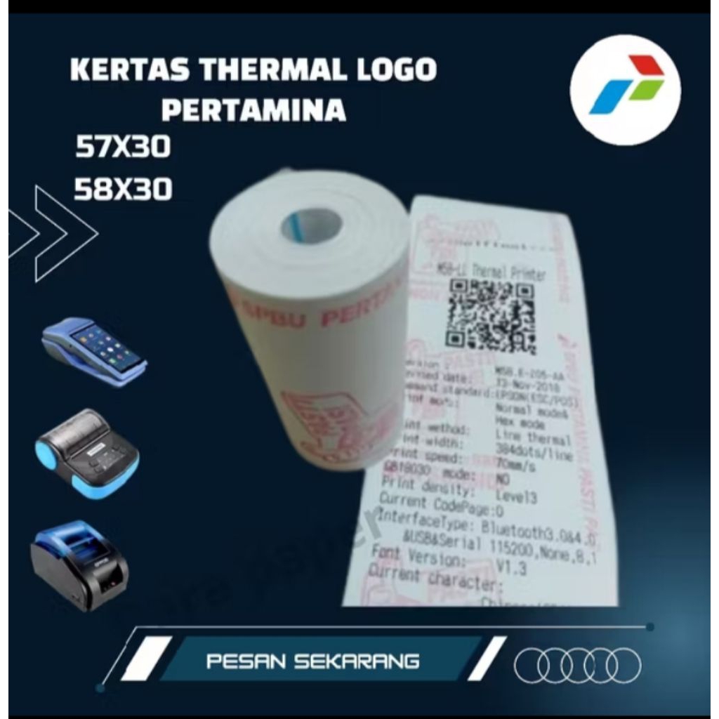 

Kertas thermal EDC logo pasti pass 58x40 isi 10 roll