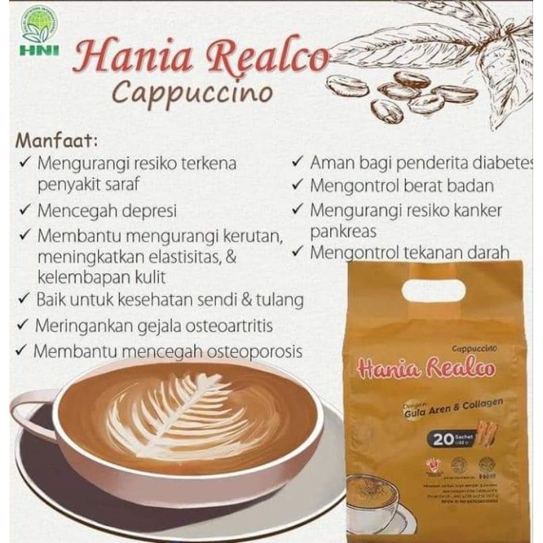 

HPAI Hania Realco Cappucino Kopi Bubuk Collagen Gula Aren Less Sugar - Black Coffee Fine Robusta