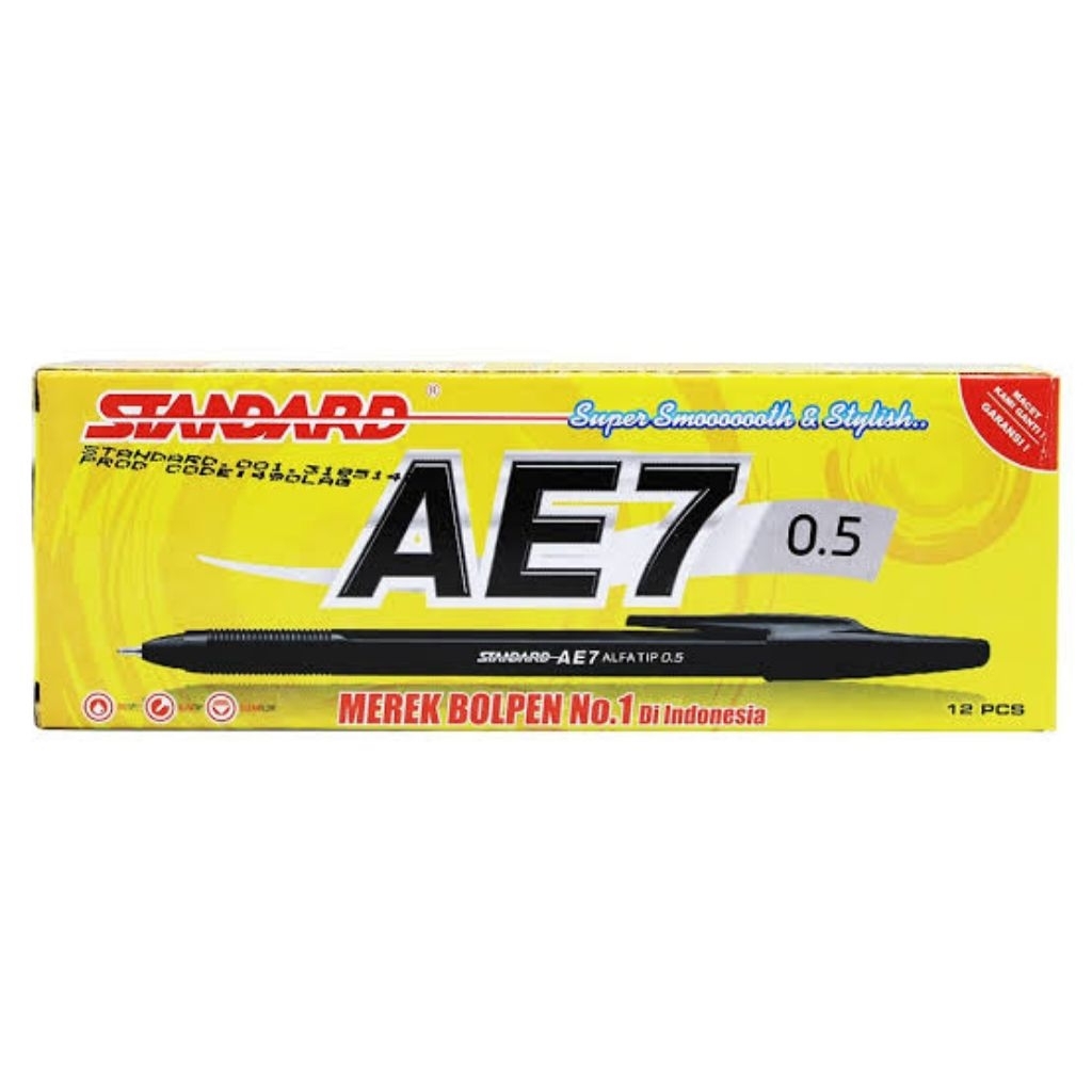 

Pulpen Standard AE7 0.5 mm Original / Pena Ballpoint Tinta Lancar / Alat Tulis Kantor ATK Sekolah