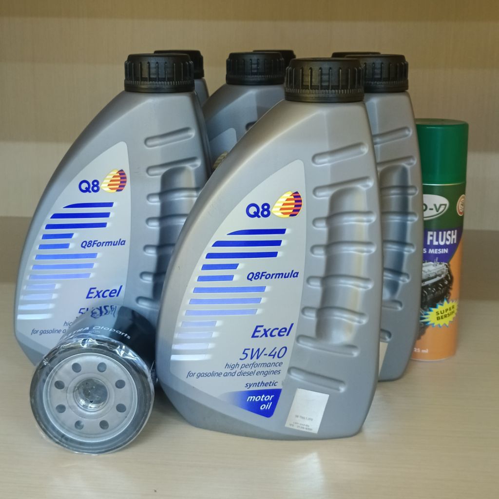 Paket Oli Mesin Q8 Excel 5W-40 Mobil Diesel 10.000KM