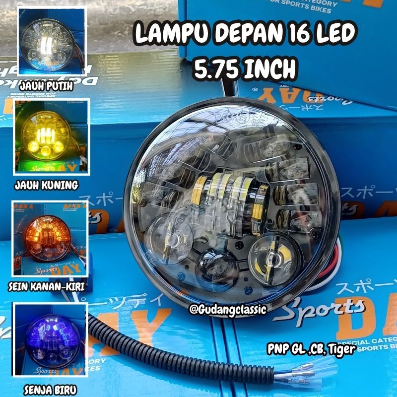 LAMPU LED  5,75 INCH 16 LED SENJA BIRU LAMPU KOTA KUNING PNP BATOK CB GL MEGAPRO TIGER L2G JUTE VAN 