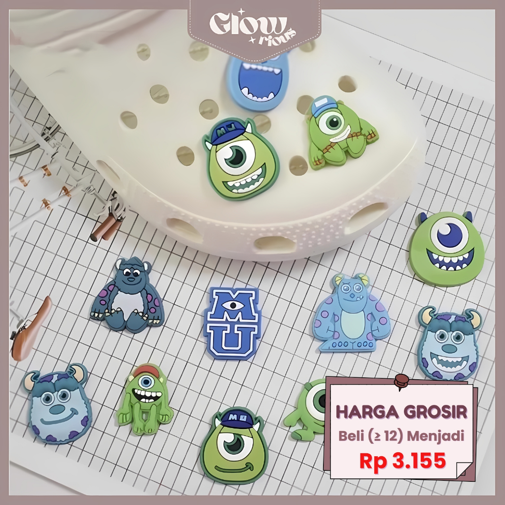 GR Charms DIY Sepatu Jibbitz Motif Mike Monster Inc Mainan Hiasan Sandal Aksesoris Sepatu DD10