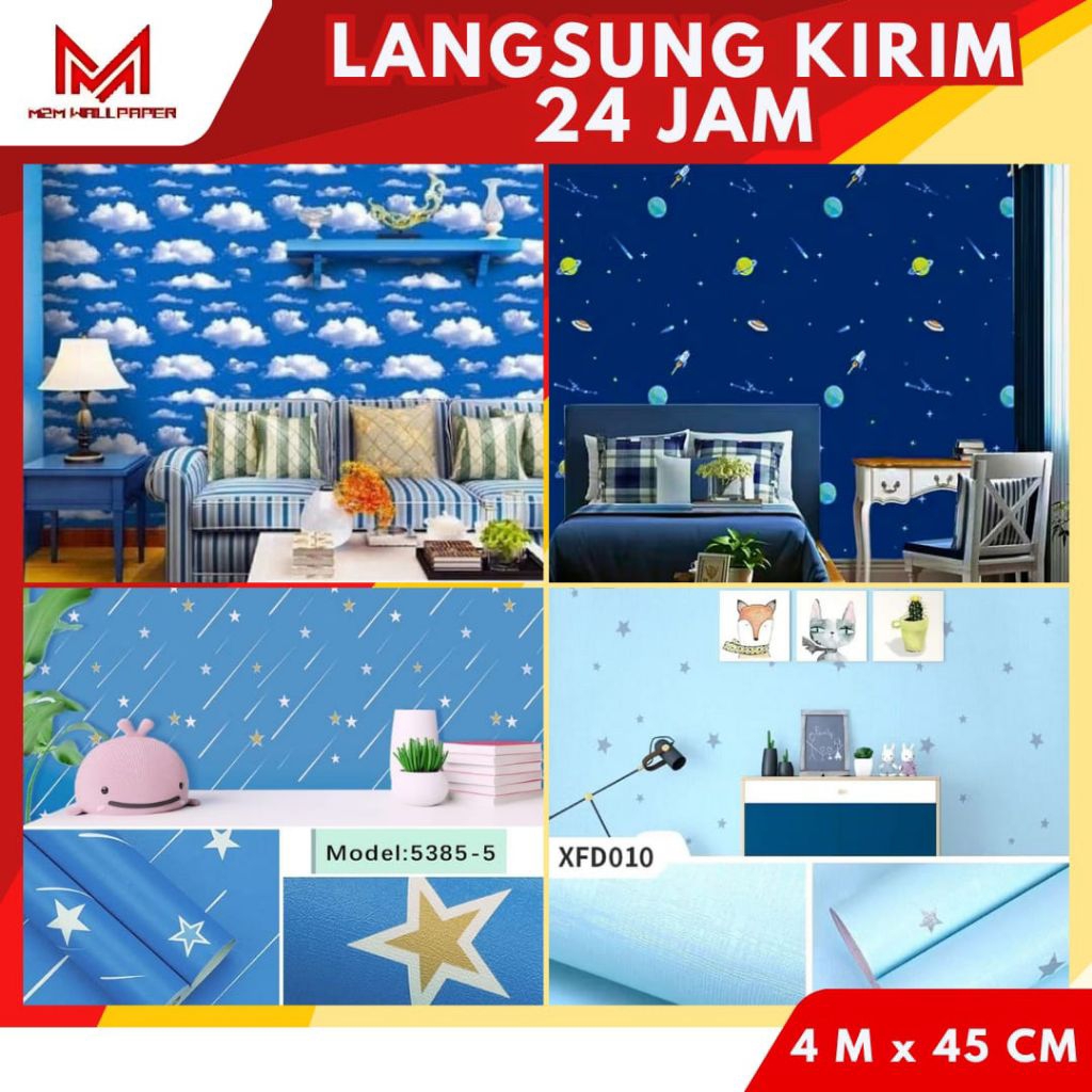 Wallpaper Dinding Karakter Anak Cowok Wallpaper Dinding Kamar Anak Aesthetic Sticker Dinding Motif A