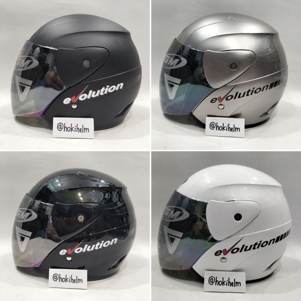 HELM GM EVOLUTION SOLID KACA PELANGI ORIGINAL HELM HALF FACE