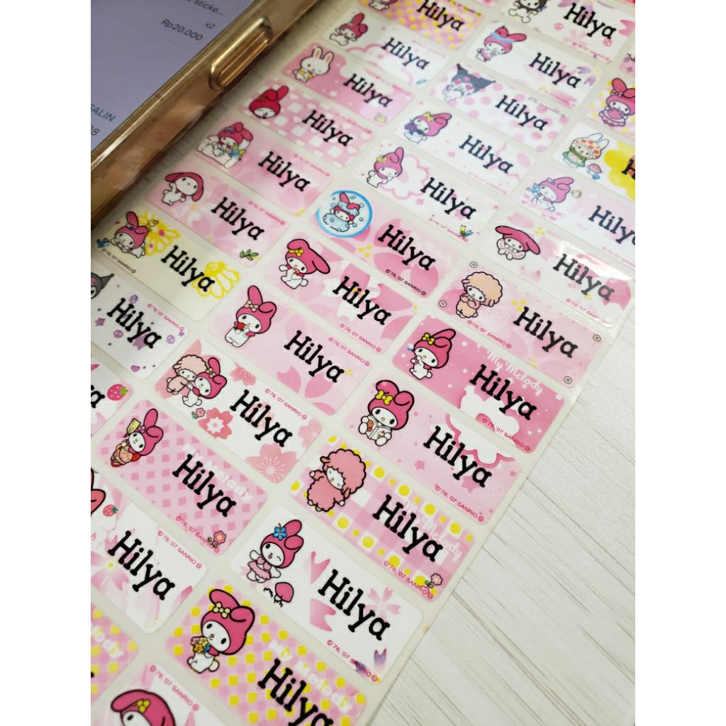 

Stiker Label Nama Name Sticker My Melody Sanrio Rabbit Waterproof anti air