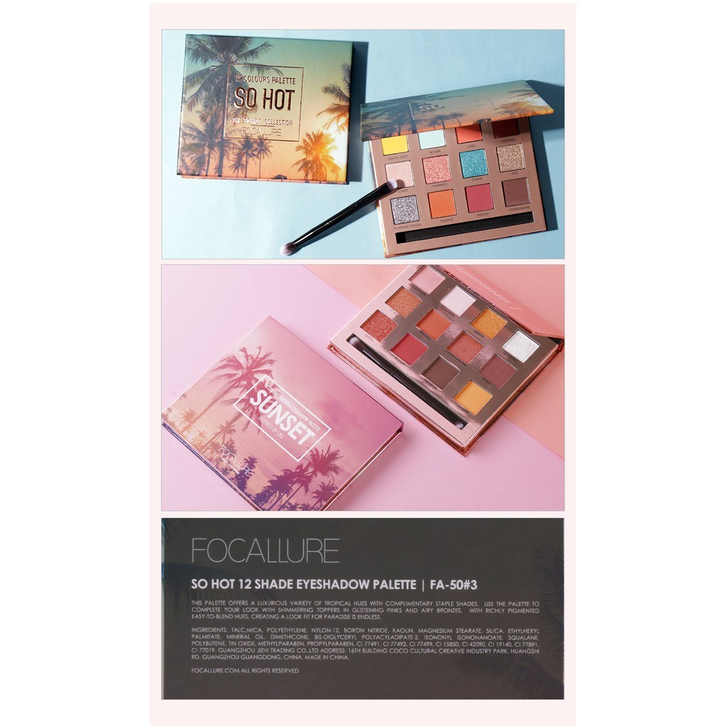 GC Kosmetik AS BPOM Focallure Eye Shadow Palette 12 Colors Eyeshadow FA50 | EyeShadow Palette 12 War