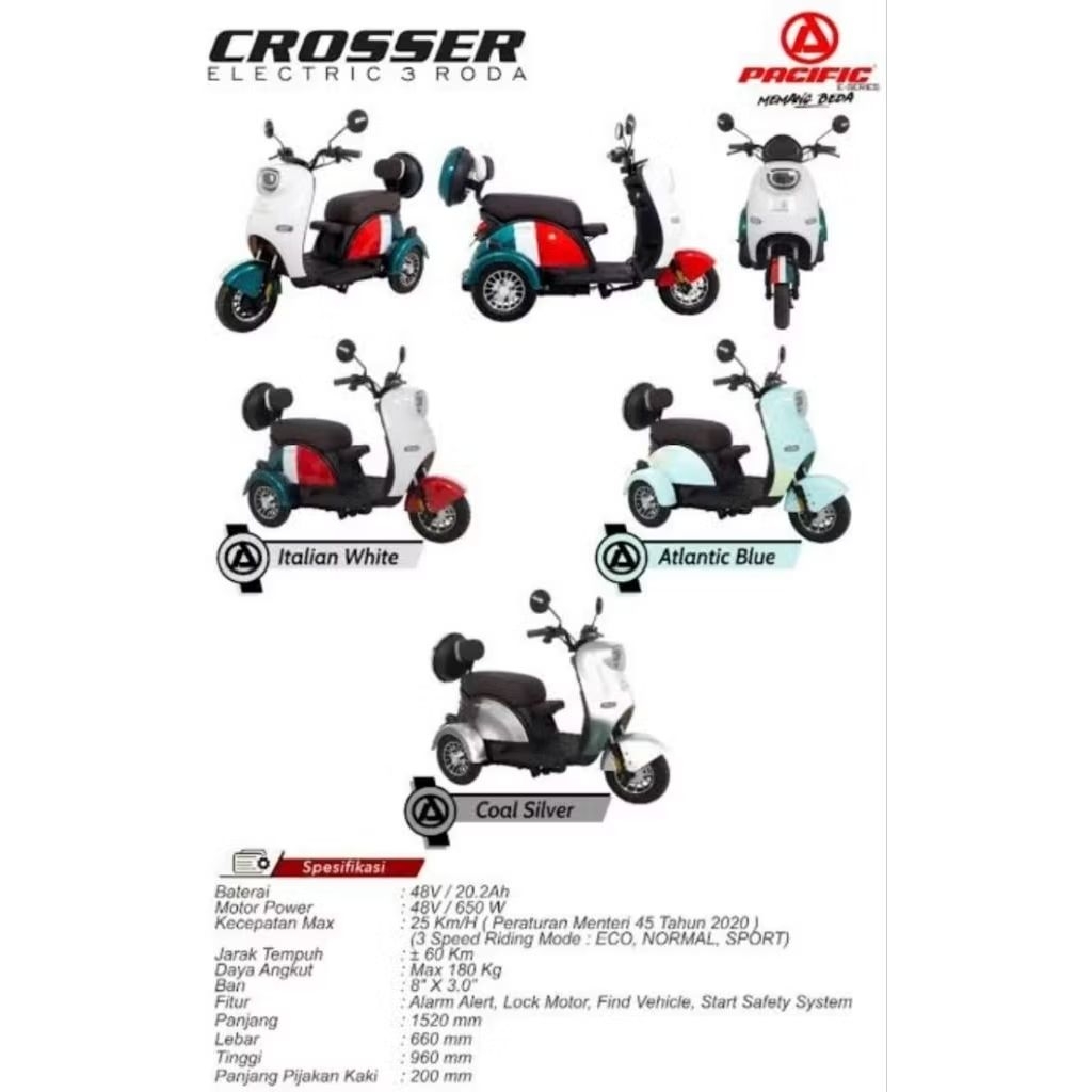 sepeda listrik roda 3 pacific crosser