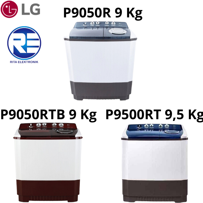 LG Mesin Cuci Dua Tabung 9 Kg P 9500/P9050 Roller Jet Pulsator Tutup Transparan