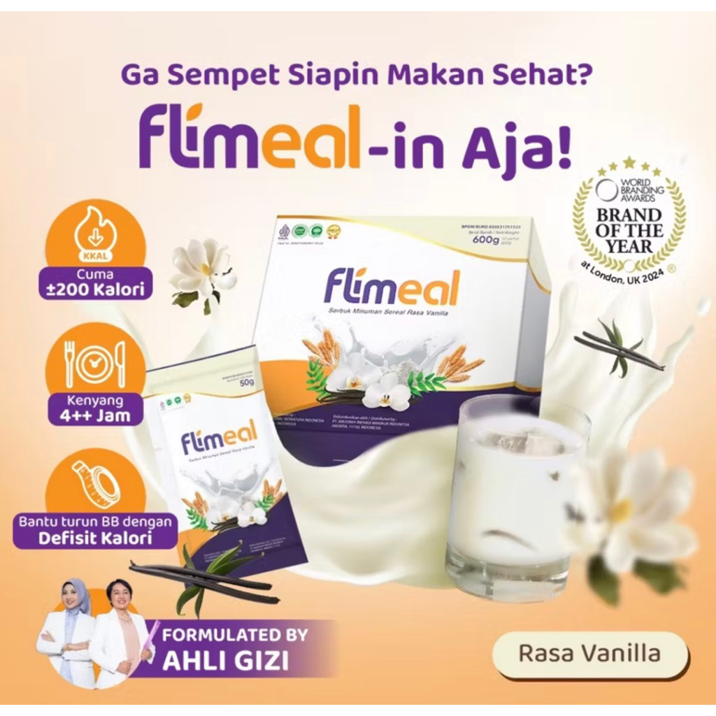 

flimeal rasa vanila serbuk minuman sereal rasa vanilla isi 11 sachet