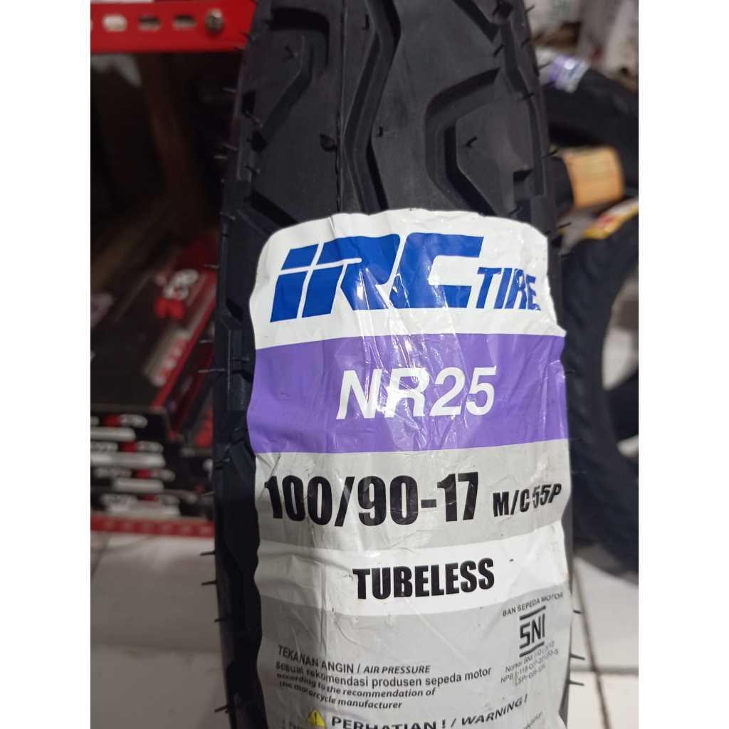 BAN LUAR IRC NR25 100/90-17 TUBLES free pentil NR25 100/90-17 TUBELESS