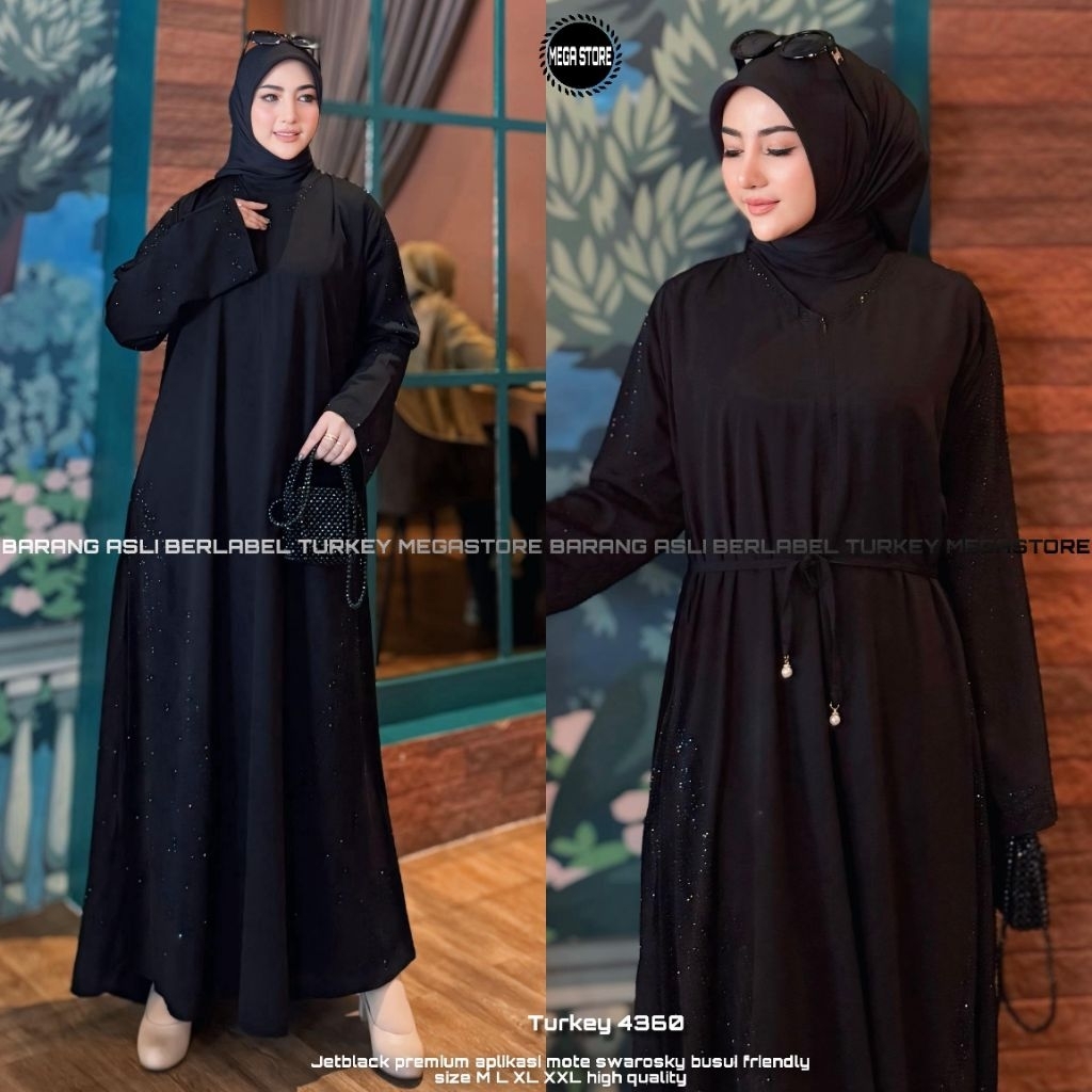 Mega Store Gamis Turkey 1249 Syari Jetblack Jumbo Terbaru Abaya Bordir Sari India Arabia Best Seller