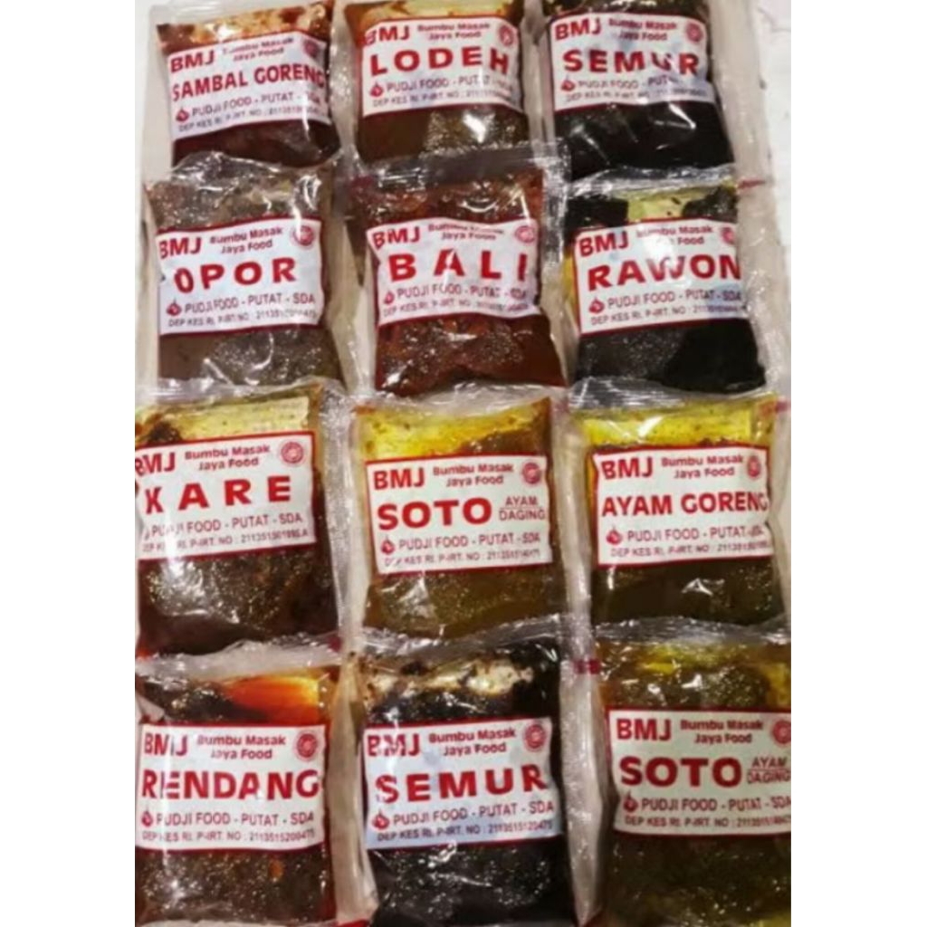 

Bumbu Masak Jaya Food "BMJ" Minimal 5 Bakso Semur Orem-Orem Krengseng Gule Kare Soto Sambal Goreng Rendang Rujak Lodoh