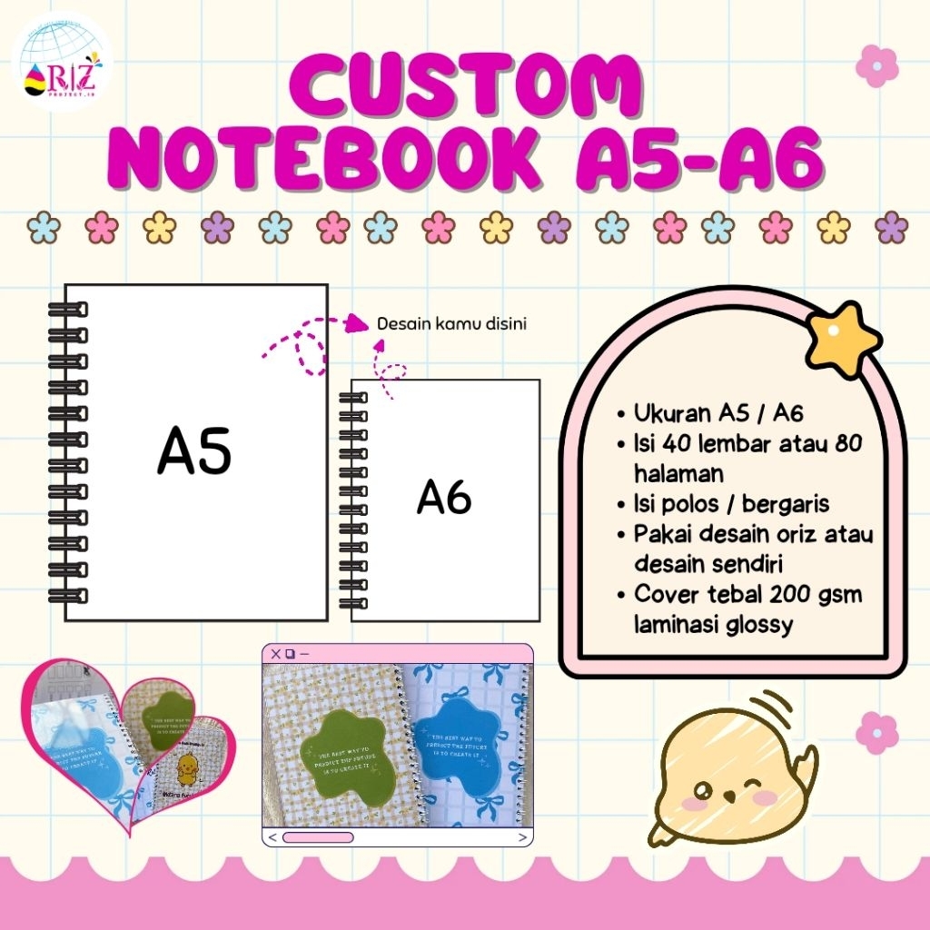 

CUSTOM NOTEBOOK A5 A6 PAKAI DESAIN SENDIRI PAKAI NAMA SENDIRI - BUKU BINDER SPIRAL ESTETIK