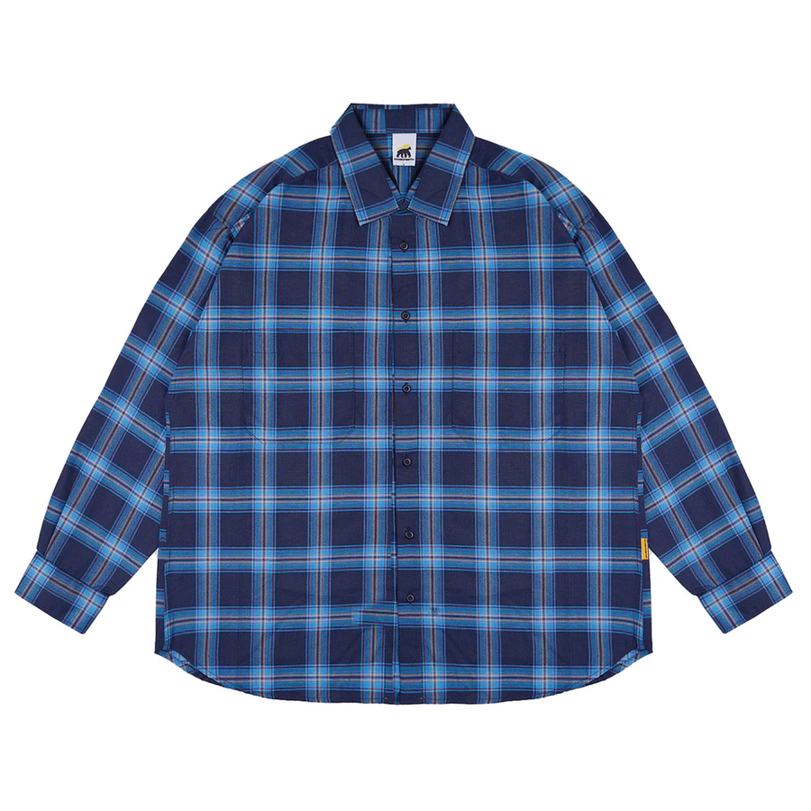 House of Smith TSM Kemeja Flanel Oversize Pria - Double Pocket Oversized Flannel Navy Blue - Flannel