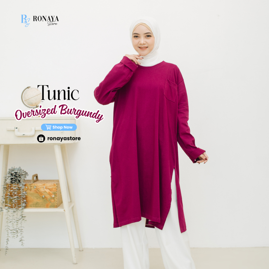 Sale Ronaya Long Tunik Oversize Jumbo Kaos Polos Atasan Wanita Hijab Friendly Bahan Katun Combed