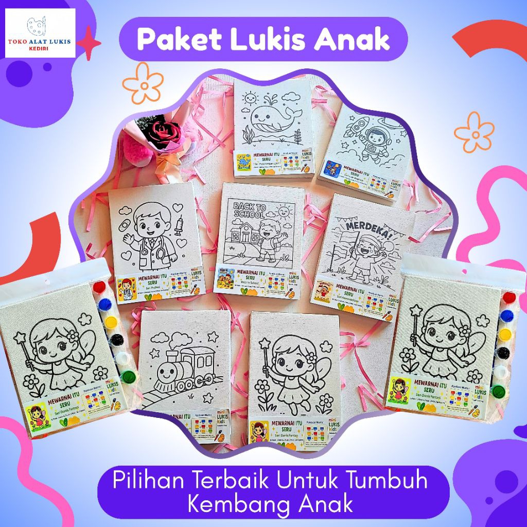 

[Alat Lukis Kediri] Paket Melukis Anak | Painting Kit *** PAKET 2 KANVAS***