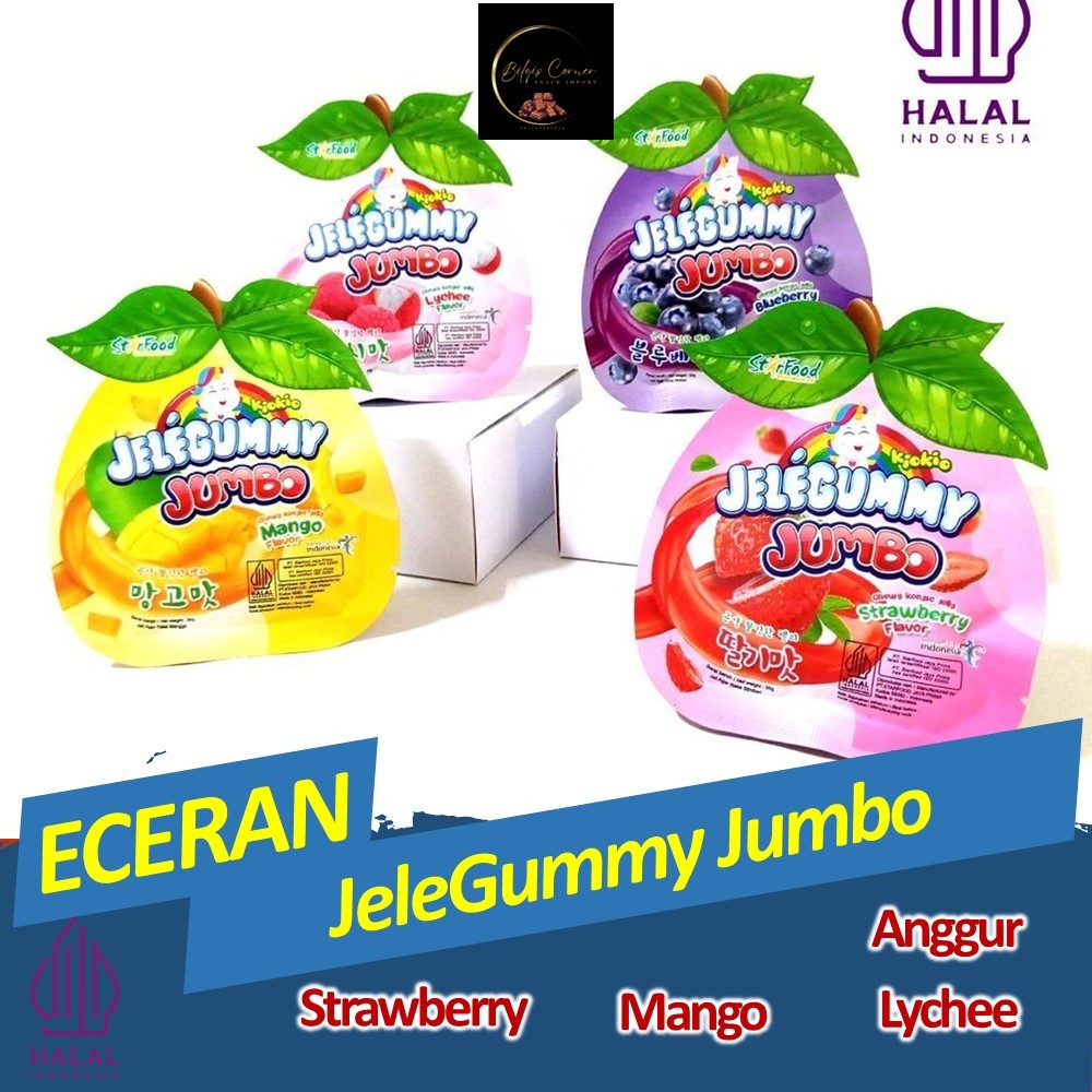 

(ECERAN) JeleGummy Jumbo Jelly Rasa Mango Blueberry Lychee and Strawberry Jeli