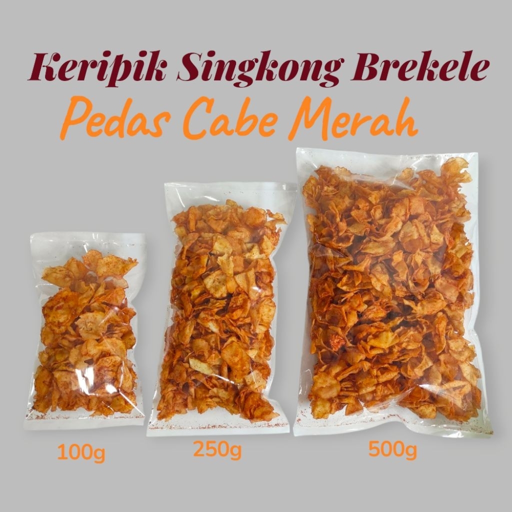 

Keripik Singkong Brekele Pedas Cabe Merah || 500g 250g 100g ||