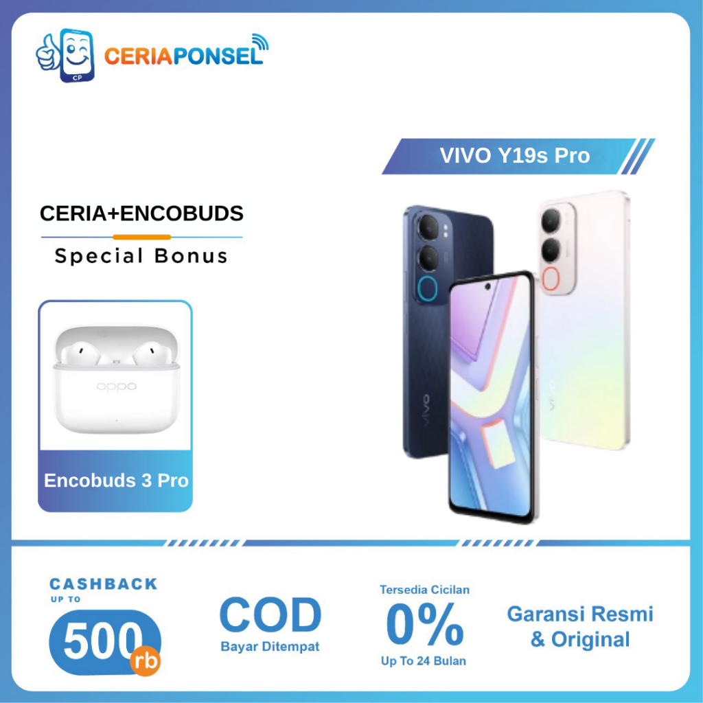 Vivo Y19s Pro 4/64GB, 4/128GB & 6/128GB Unisoc Tiger T612 50MP 6000mAh | Garansi Resmi Vivo Indonesi
