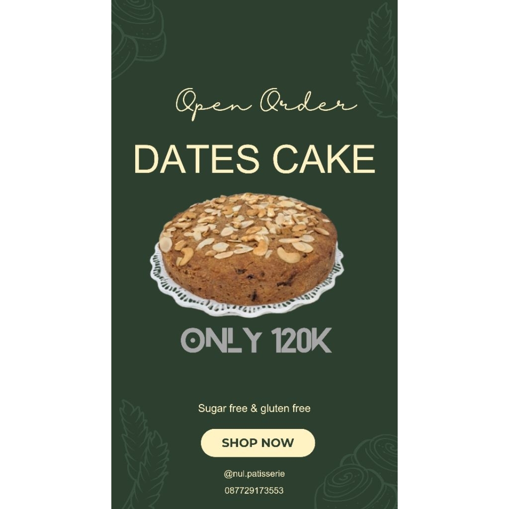 

open order dates cake sugar free & gluten free