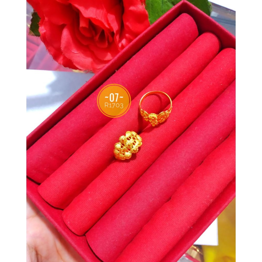 PEKANBARUJEWELRY - CINCIN LAPIS KRISTAL 24K + LAPIS EMAS 24KARAT