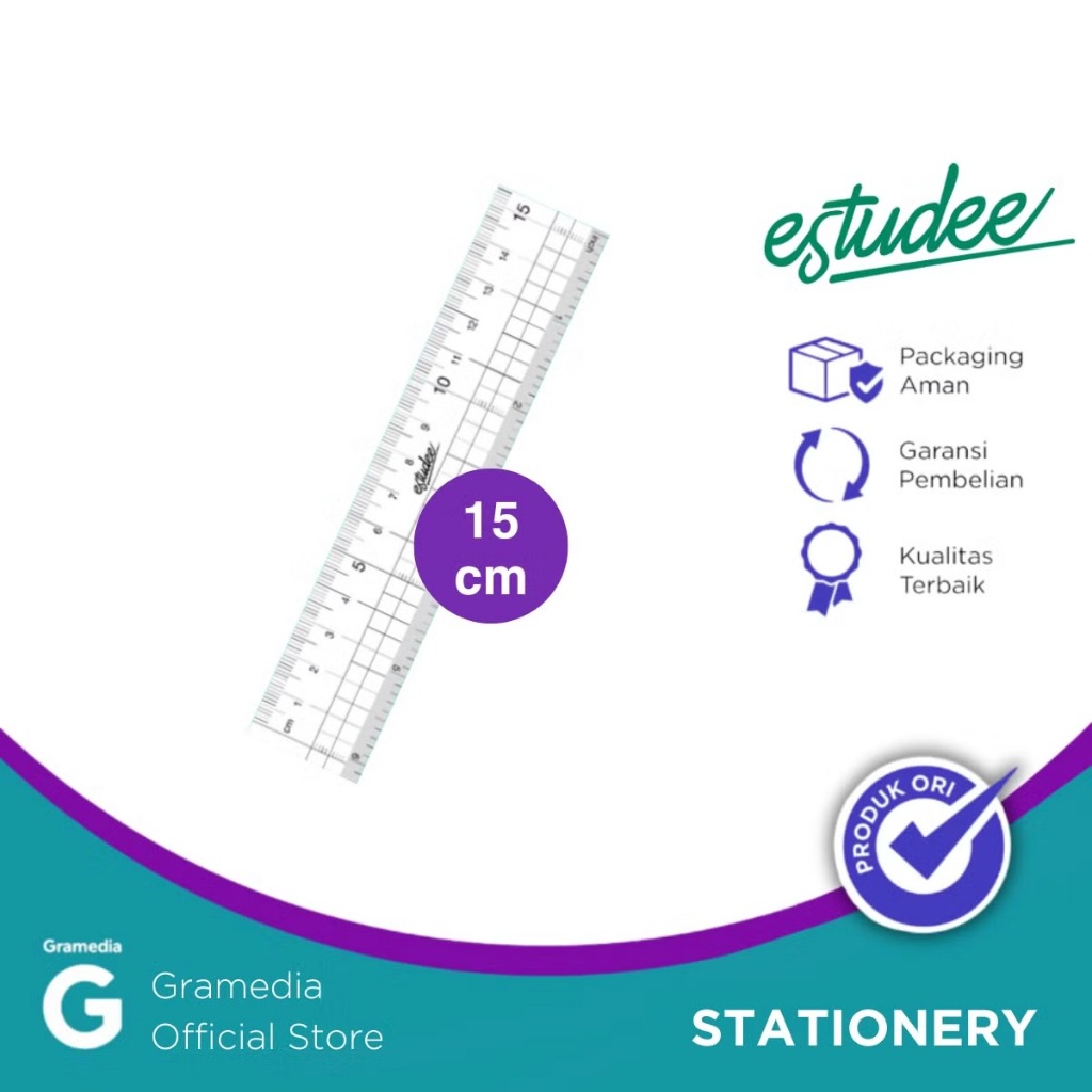 

Gramedia Karawaci - Penggaris Estudee Graphic Ruler 15Cm Black