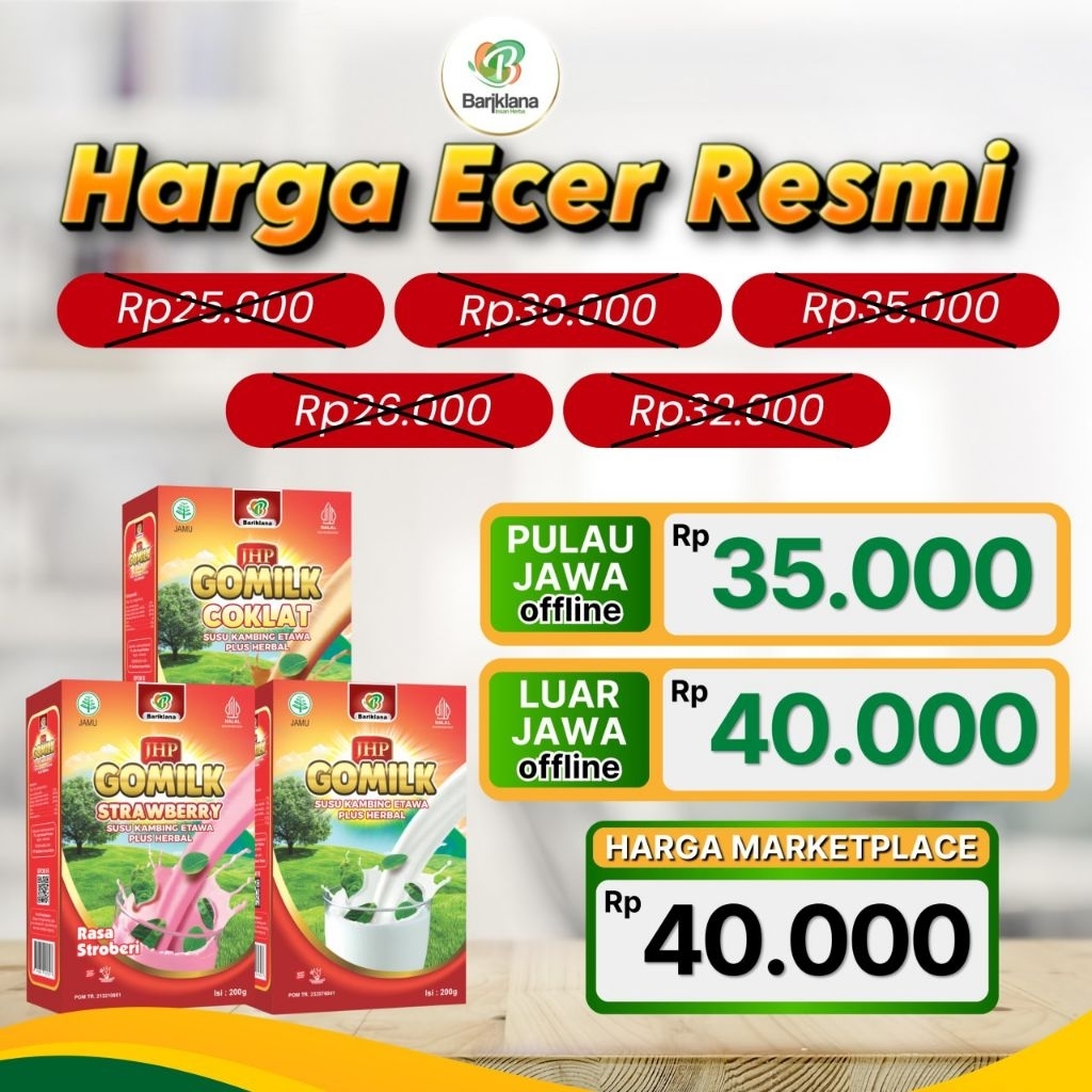 

Gomilk Bariklana 200gr Susu Kambing + herbal