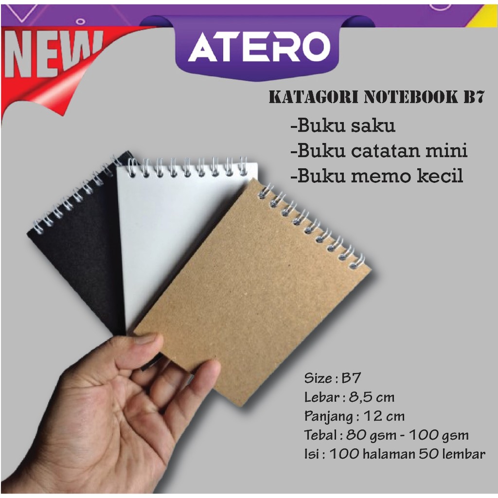 

Atero Buku Saku Catatan Mini Isi 100 Halaman 50 Lembar Ukuran B7 Notebook Memo Kecil