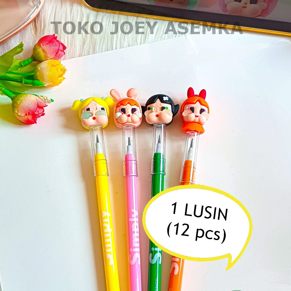 

(12 PCS) PENSIL SUSUN CRY BABY POWERPUFF GIRLS BUTTERCUP BLOSSOM BUBBLES BENSIA LANTU ISI ULANG