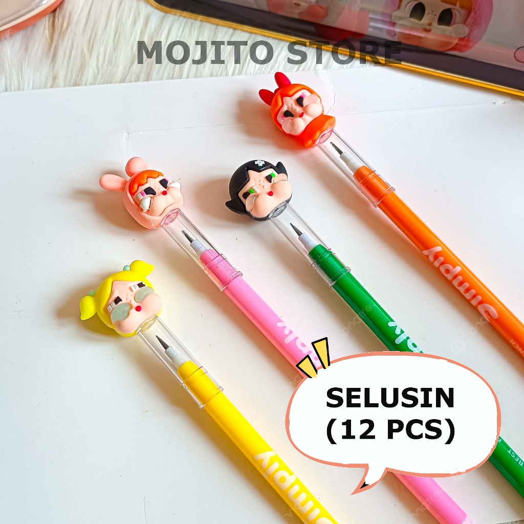 

(12 PCS) PENSIL SUSUN CRY BABY POP MART BENSIA LANTU POWERPUFF GIRLS PENCIL ISI ULANG PELURU BLOSSOM