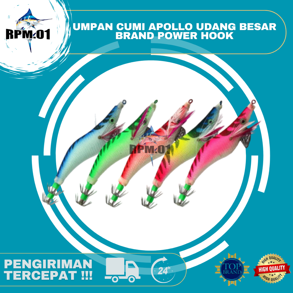 UMPAN PANCING CUMI APOLLO UDANG BESAR BRAND POWER HOOK (SAMKO) | SHRIMP SQUID JIG PREMIUM #3.5 | Eta