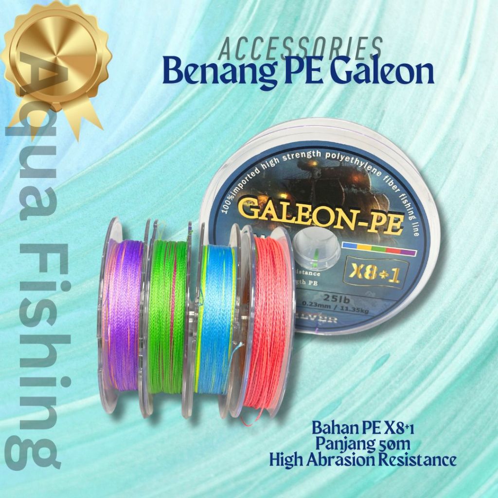 AQUAFISHING Benang Senar Pancing PE GALEON X8+1 Connecting