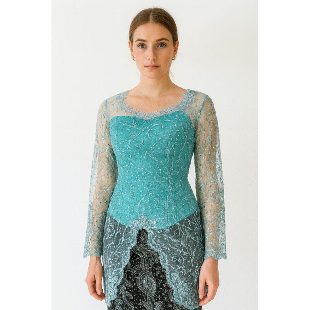 Kebaya Modern Wisuda Warna Hijau Mint 214