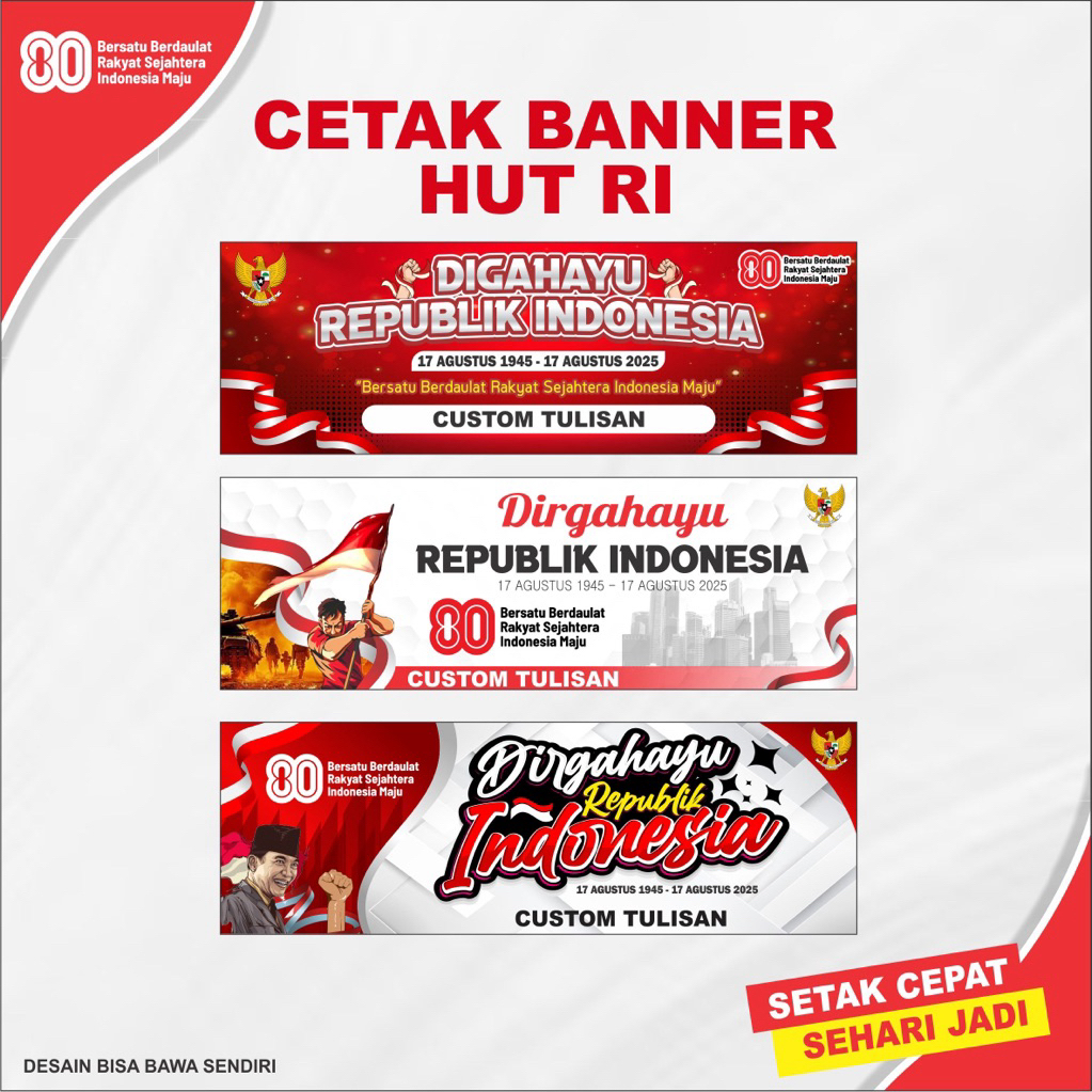 Cetak Banner 17 Agustus HUT RI Kemerdekaan spanduk murah