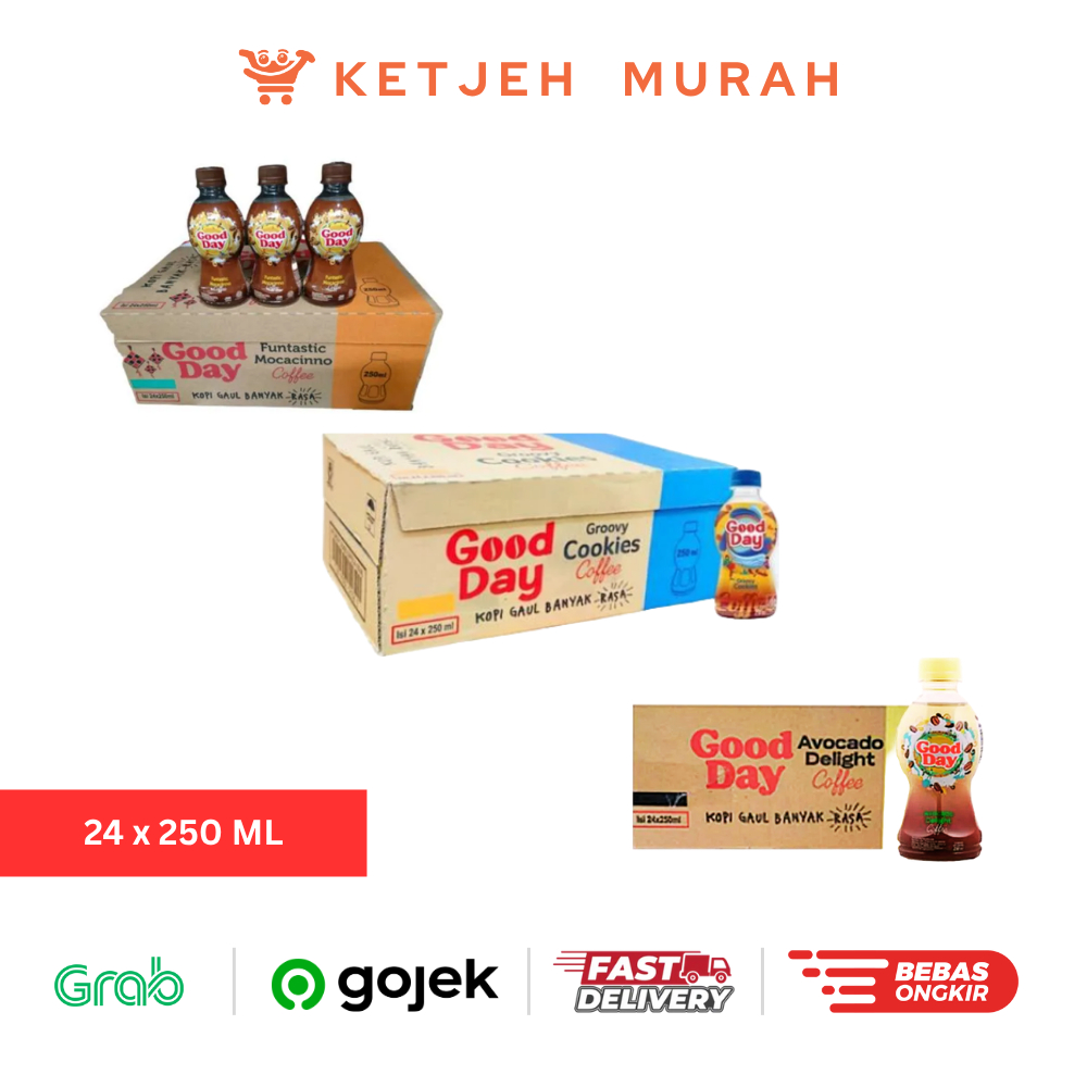 

Good Day Kopi Botol Rasa Funtastic Mocacinno / Groovy Cookies / Avocado Delight 1 Dus isi 24 Pcs x 250 ML