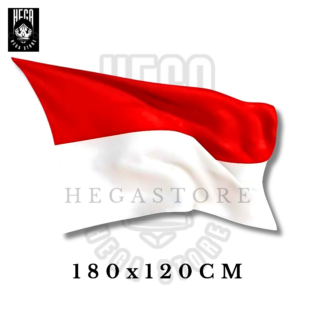Bendera Merah Putih 180×120 cm - Kain Satin Peles Tebal, Tali Pengikat – untuk Tiang Rumah & Upacara