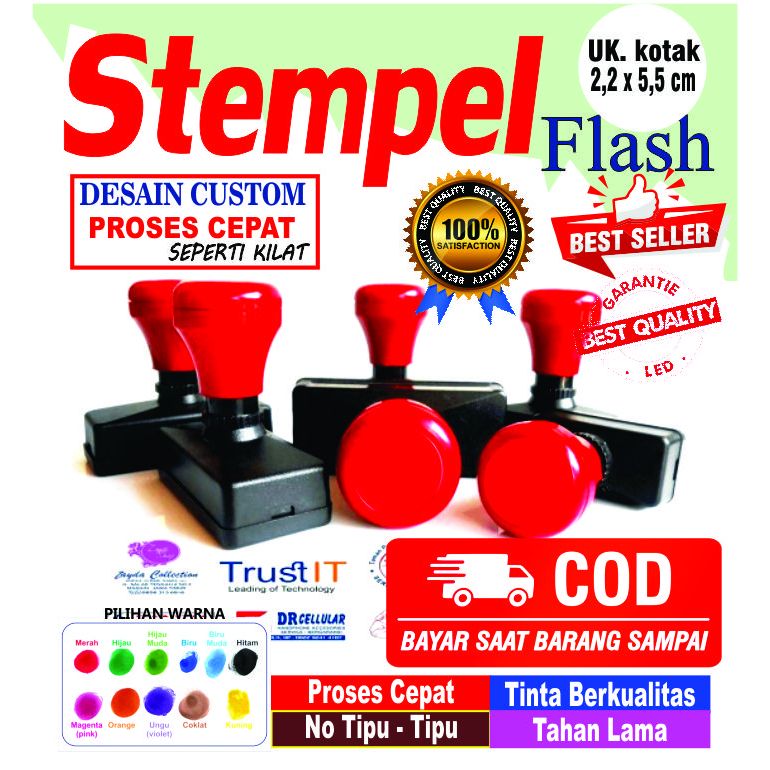 

*PROMO* Stempel flash otomatis, stempel custom, stempel perusahaan, free desain uk. 22x55 ml