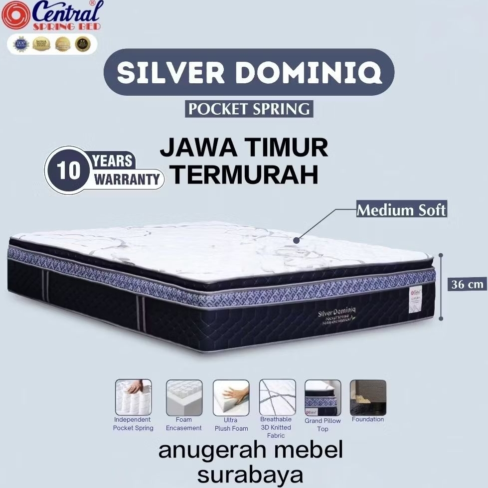 Kasur Springbed Central Silver Dominiq Pocket (JAWA TIMUR)