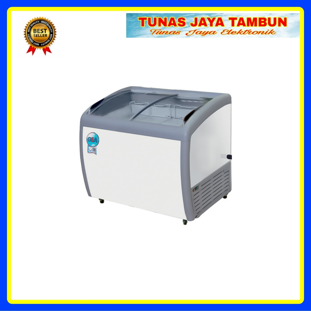 GEA Chest Freezer 360 Liter Sliding Curve Glass SD360BYR / BOX FREEZER GEA SD 360 BYR