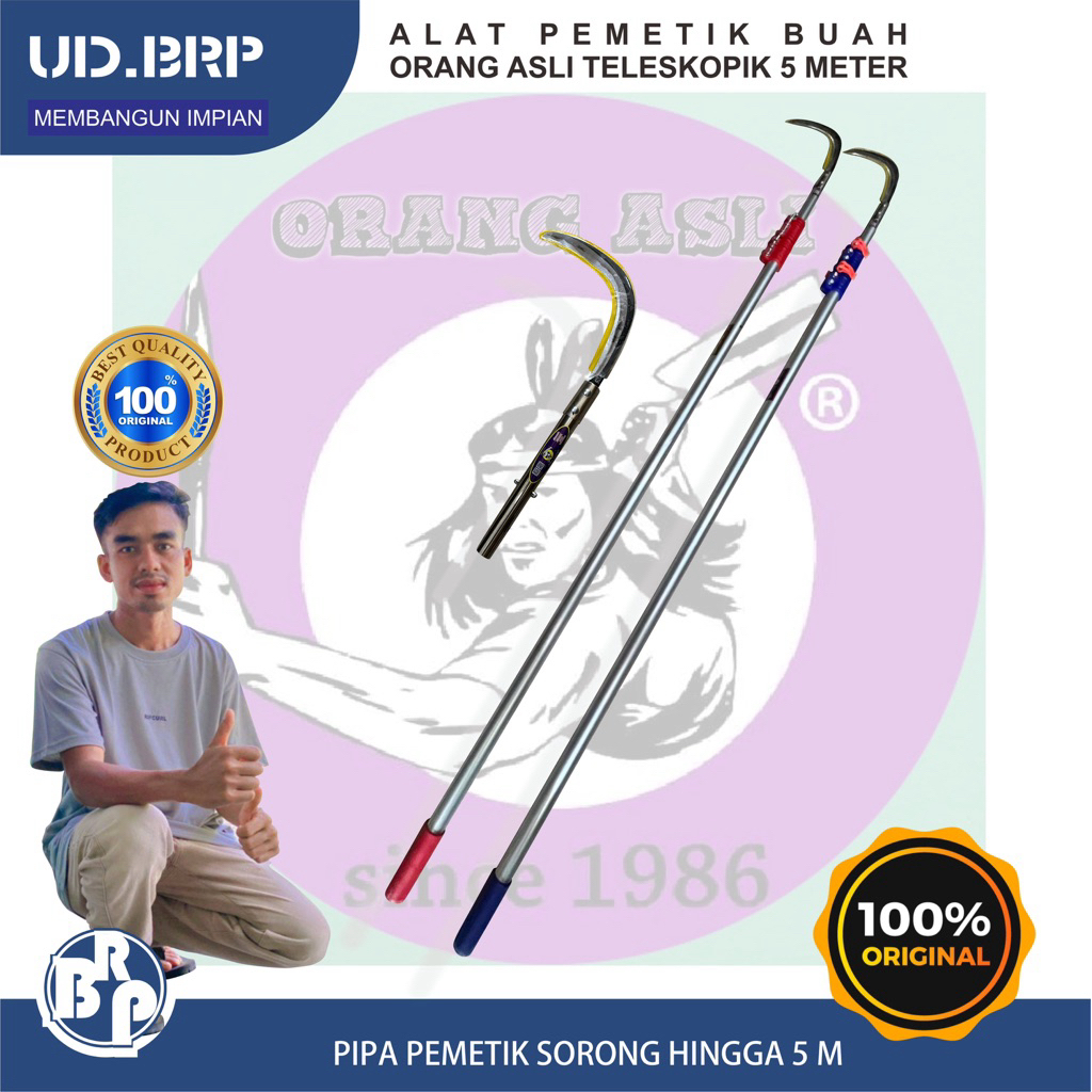 1 Set 5 Meter Alat Pemetik Buah Orang Asli Alat Berkebun Pemetik Buah   Tongkat Teleskopik Jaring Bu