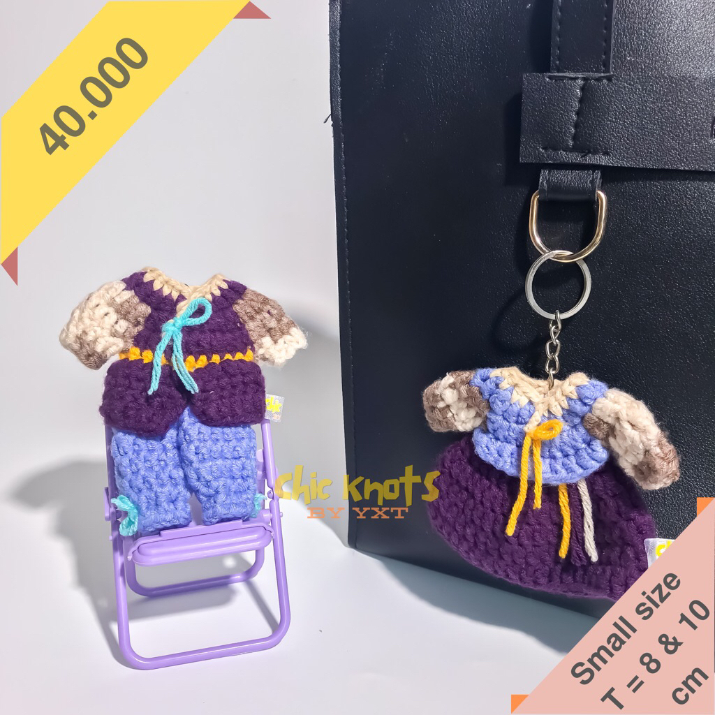 Chic Knots - Gantungan Kunci Rajut Couple Amigurumi Hanbok Korea Crochet Keychain