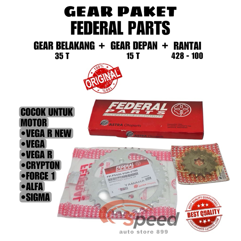 GEAR SET/GIR PAKET/CHAIN KIT (VGN) ORIGINAL FEDERAL PARTS, VEGA R NEW, ALFA, FORCE 1, CRYPTON, VEGA,