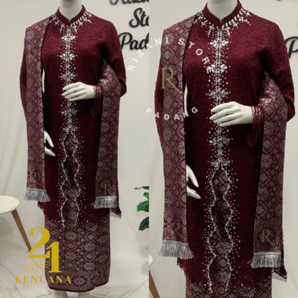 21Kencana Set Dress Kebaya Modern Payet Mutiara Diamond Tunik Brokat//Celine Kencana - Kebaya Modern