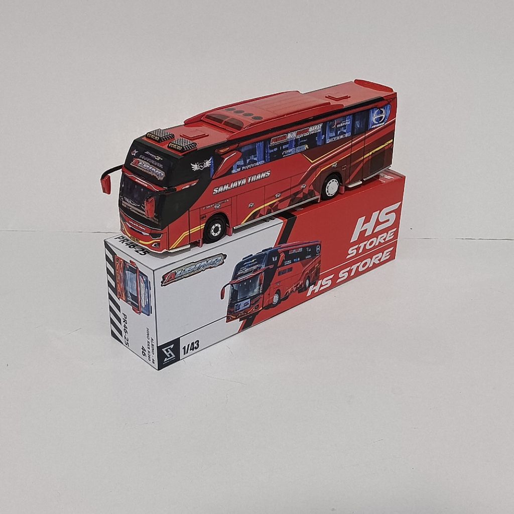 miniatur papercraft bus skala 50 Sanjaya trans albino