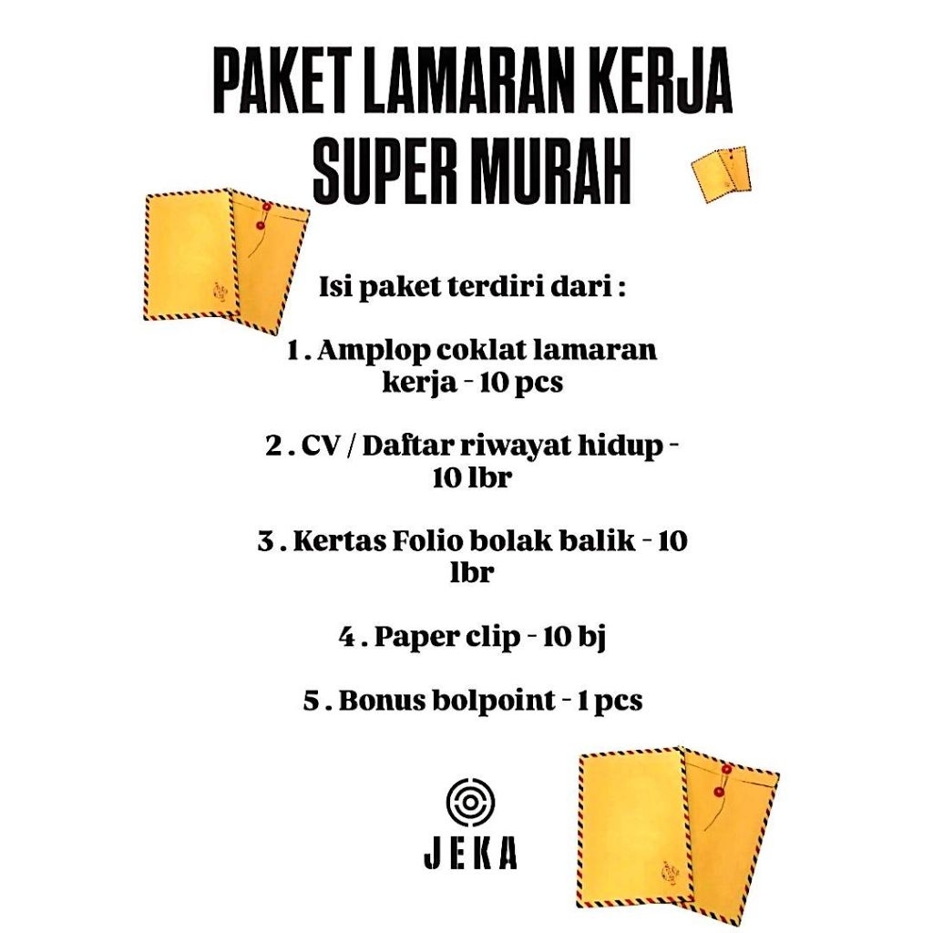 

PAKET LAMARAN KERJA SUPER MURAH / AMPLOP COKLAT